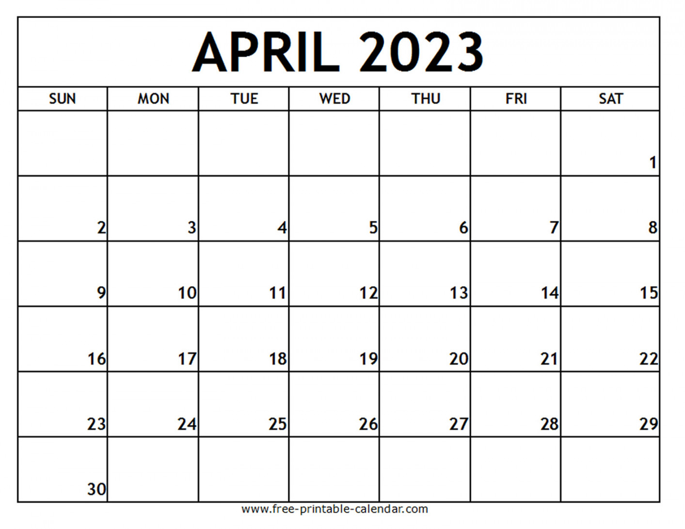 April  Printable Calendar - Free-printable-calendar