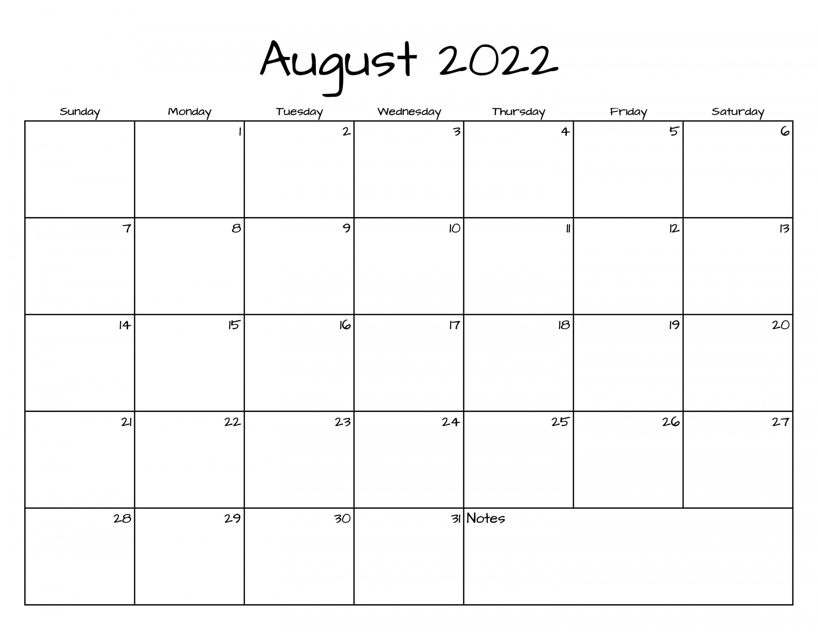 August Calendar august  Printable Calendar Simple - Etsy Norway