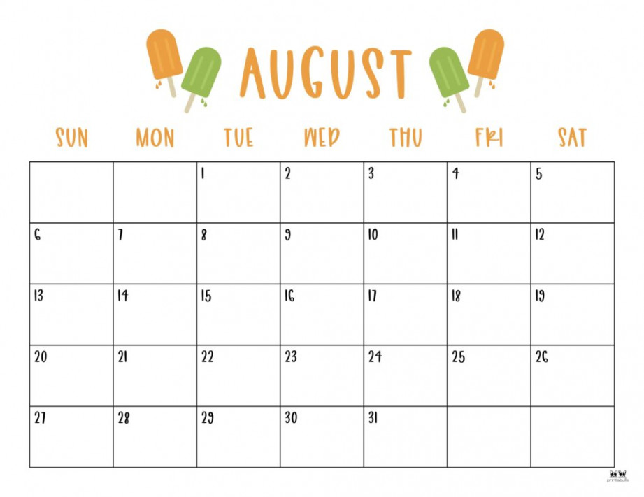 August  Calendars -  FREE Printables  Printabulls