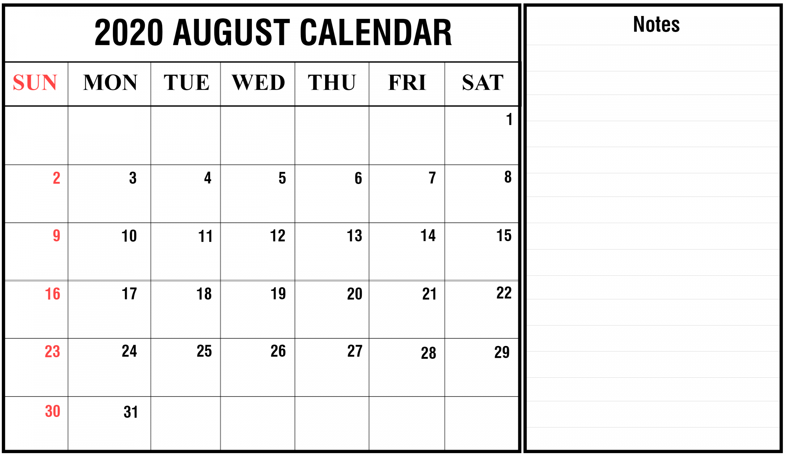 August Editable Calendar  August calendar, Blank calendar