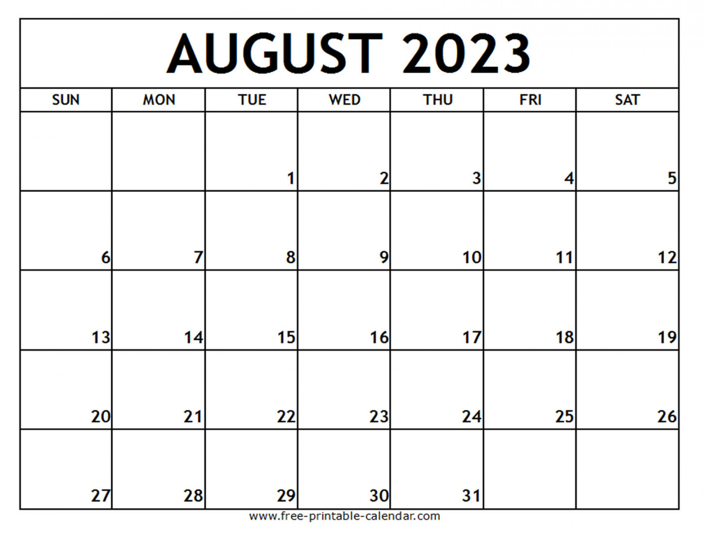 August  Printable Calendar - Free-printable-calendar