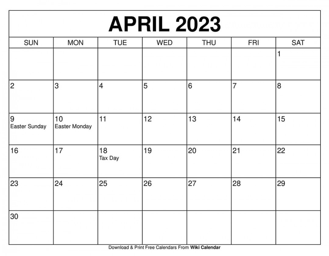 Free Printable April  Calendar Templates With Holidays