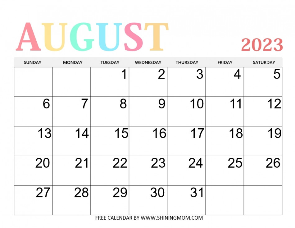 Free Printable August  Calendar   Best Templates