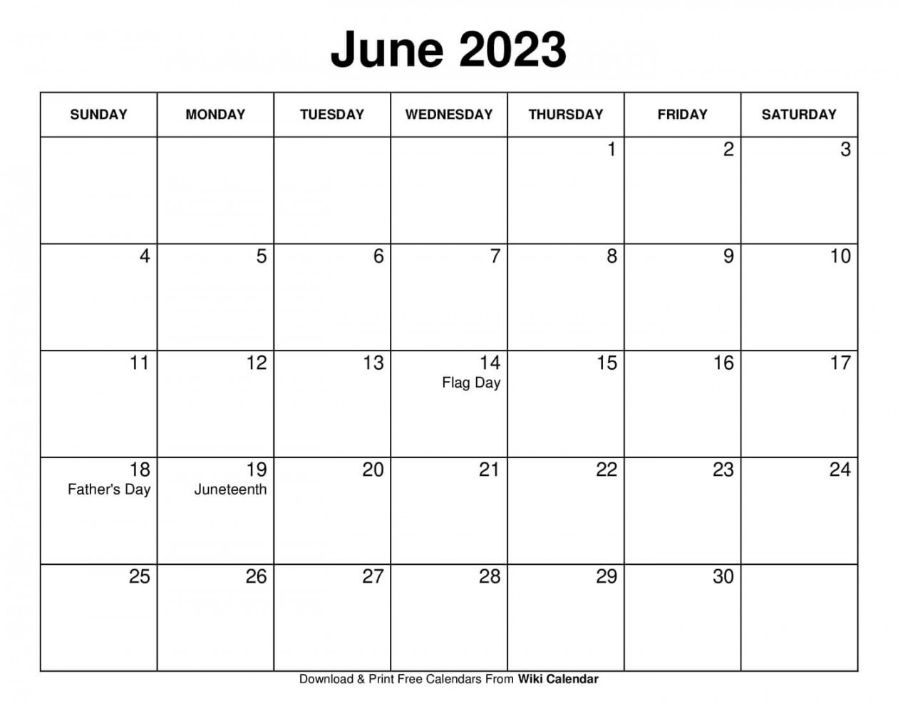 Free Printable June  Calendar Templates With Holidays - Wiki Calendar