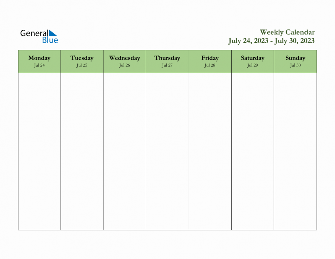 Free Printable Weekly Planner for July  to July ,