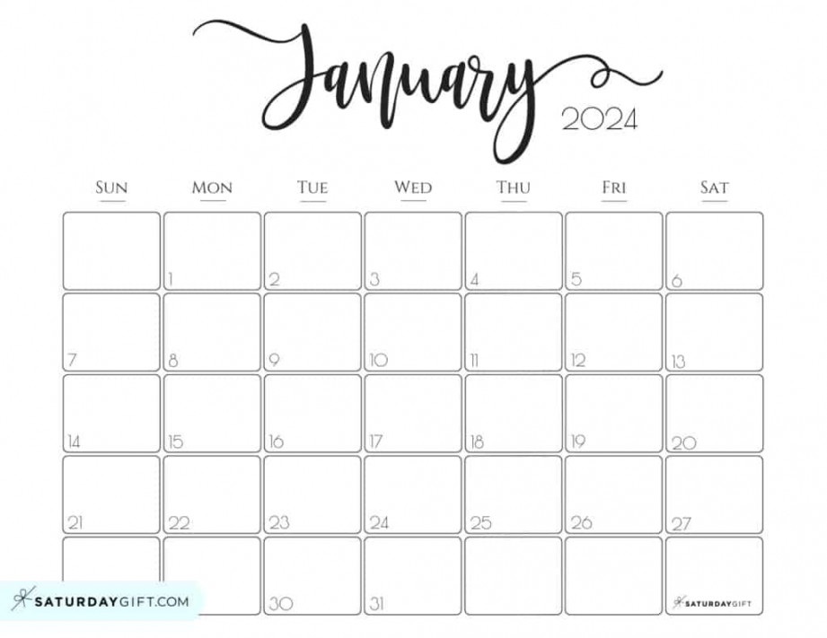 January  Calendar -  Cute & FREE Printables  SaturdayGift