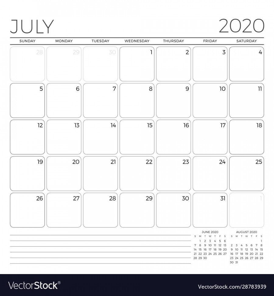 July  monthly calendar planner template Vector Image