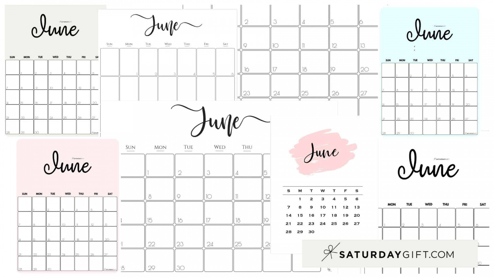 June  Calendar -  Cute & FREE Printables  SaturdayGift