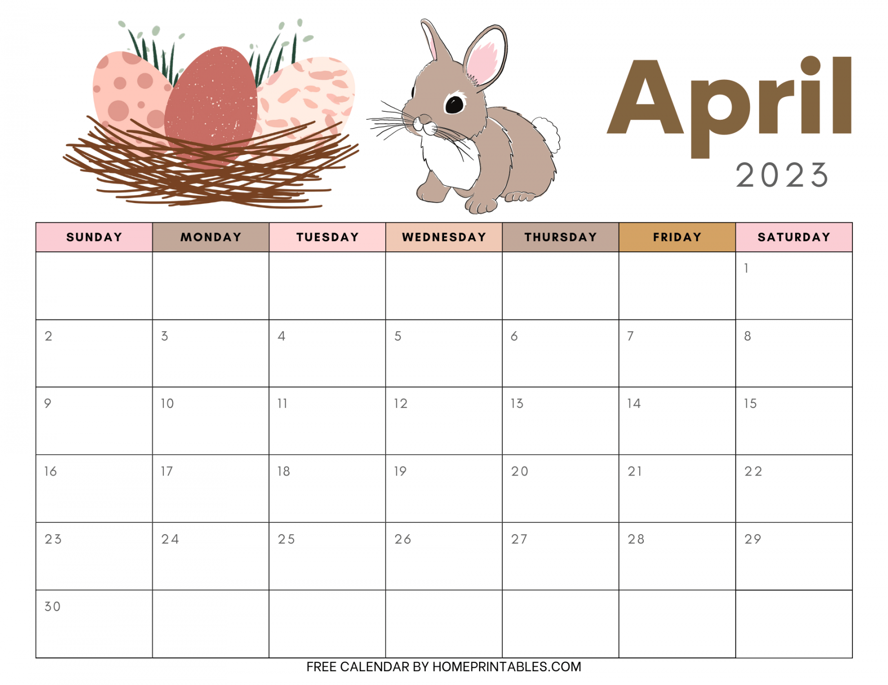 Printable April  Calendar Templates - Free Download!