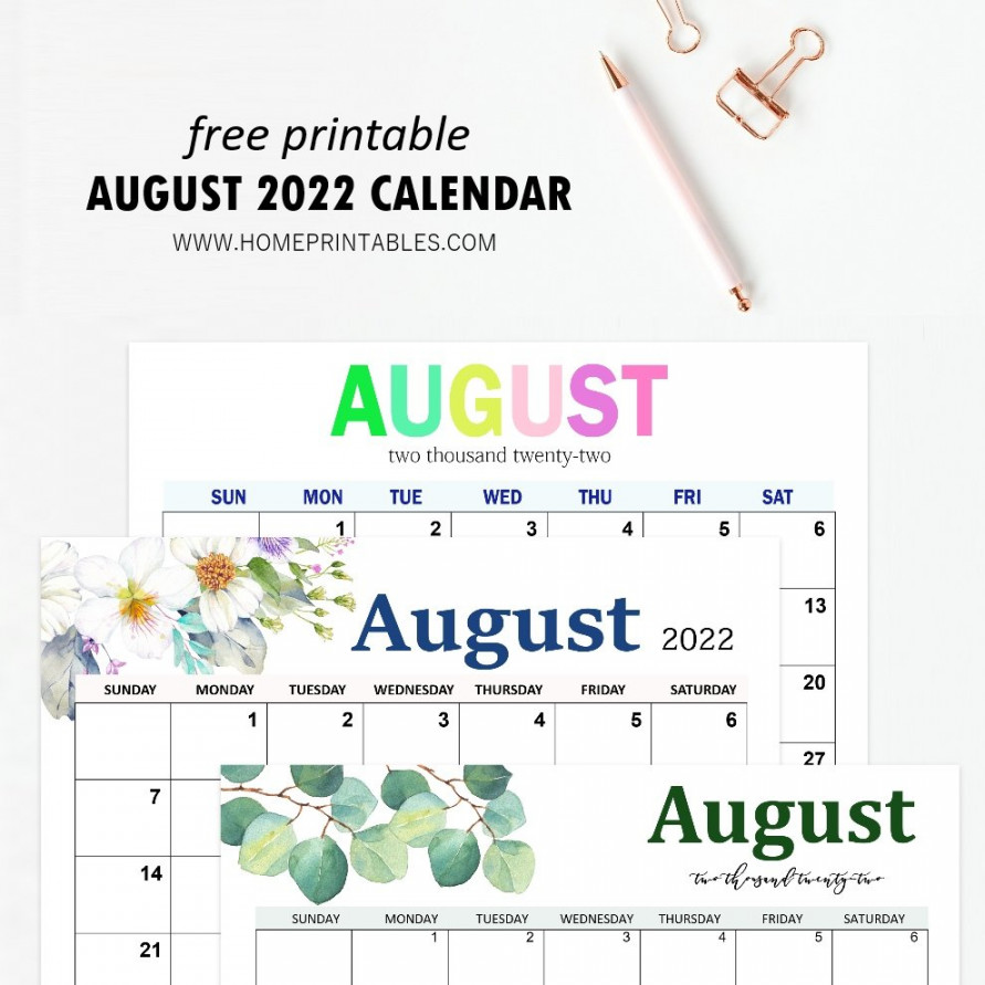 Printable August  Calendar for Free Download (Lovely Designs)!