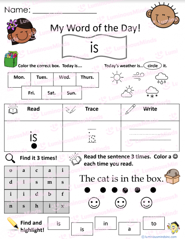 Reading Comprehension Worksheets - My Word of the Day: is
