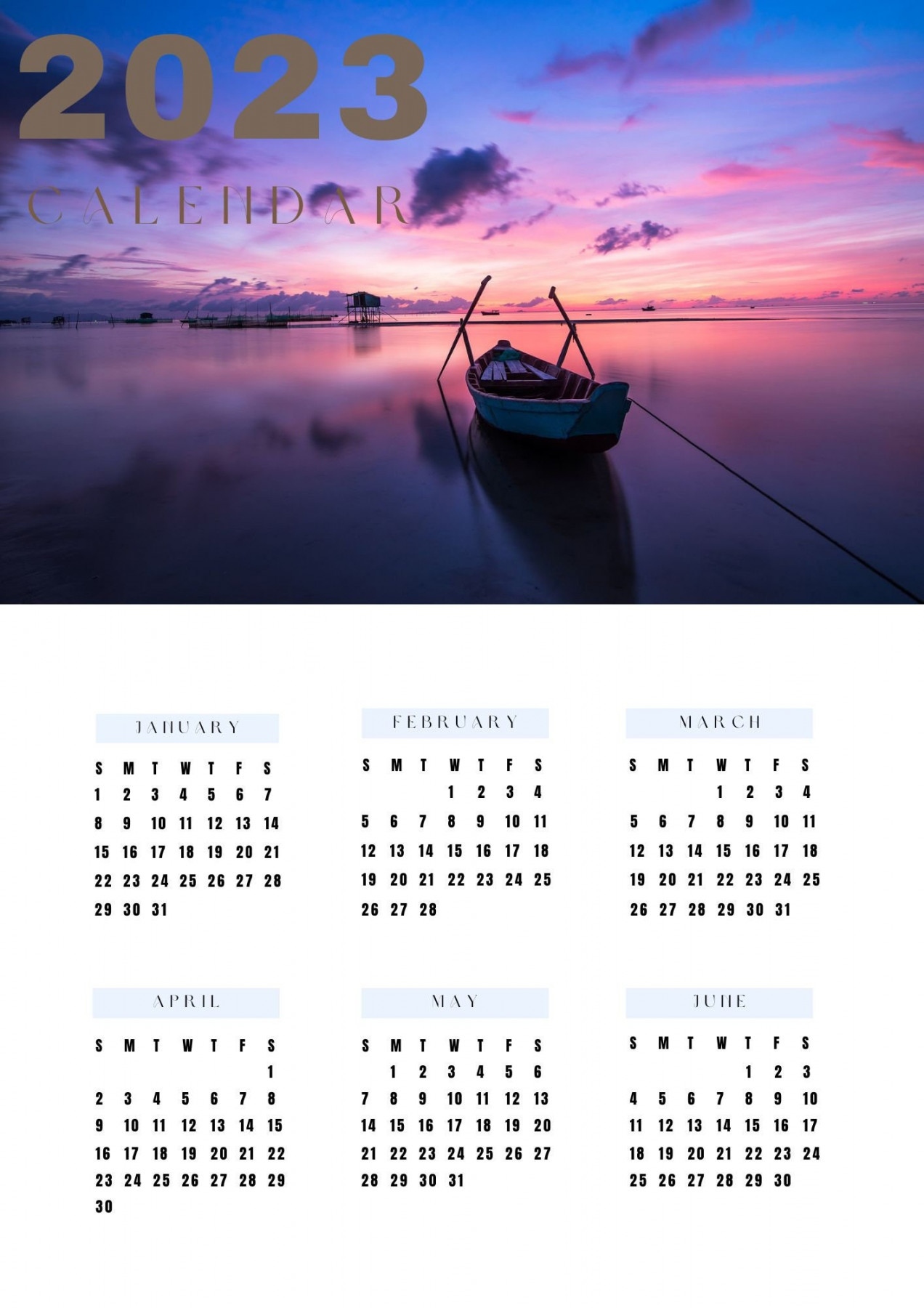 Sunset Calendar Printable