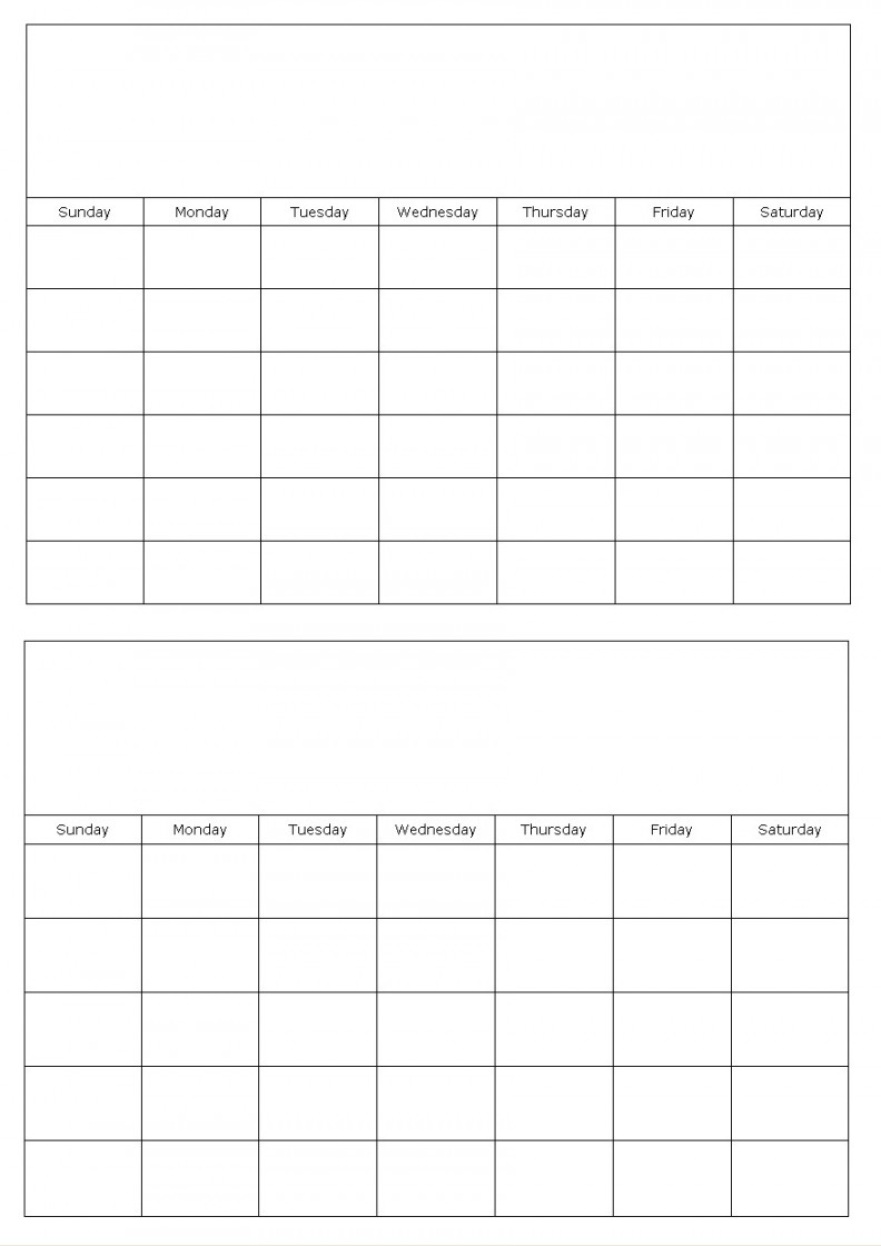 Two months on a page blank calendar template