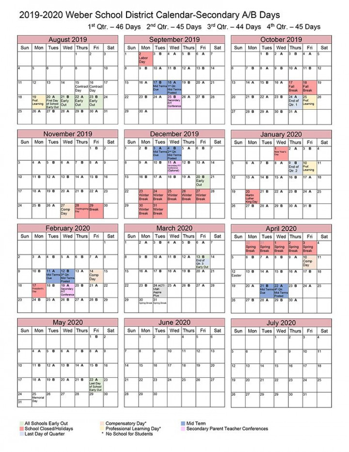 Weber County School District Calendar  School calendar, Calendar