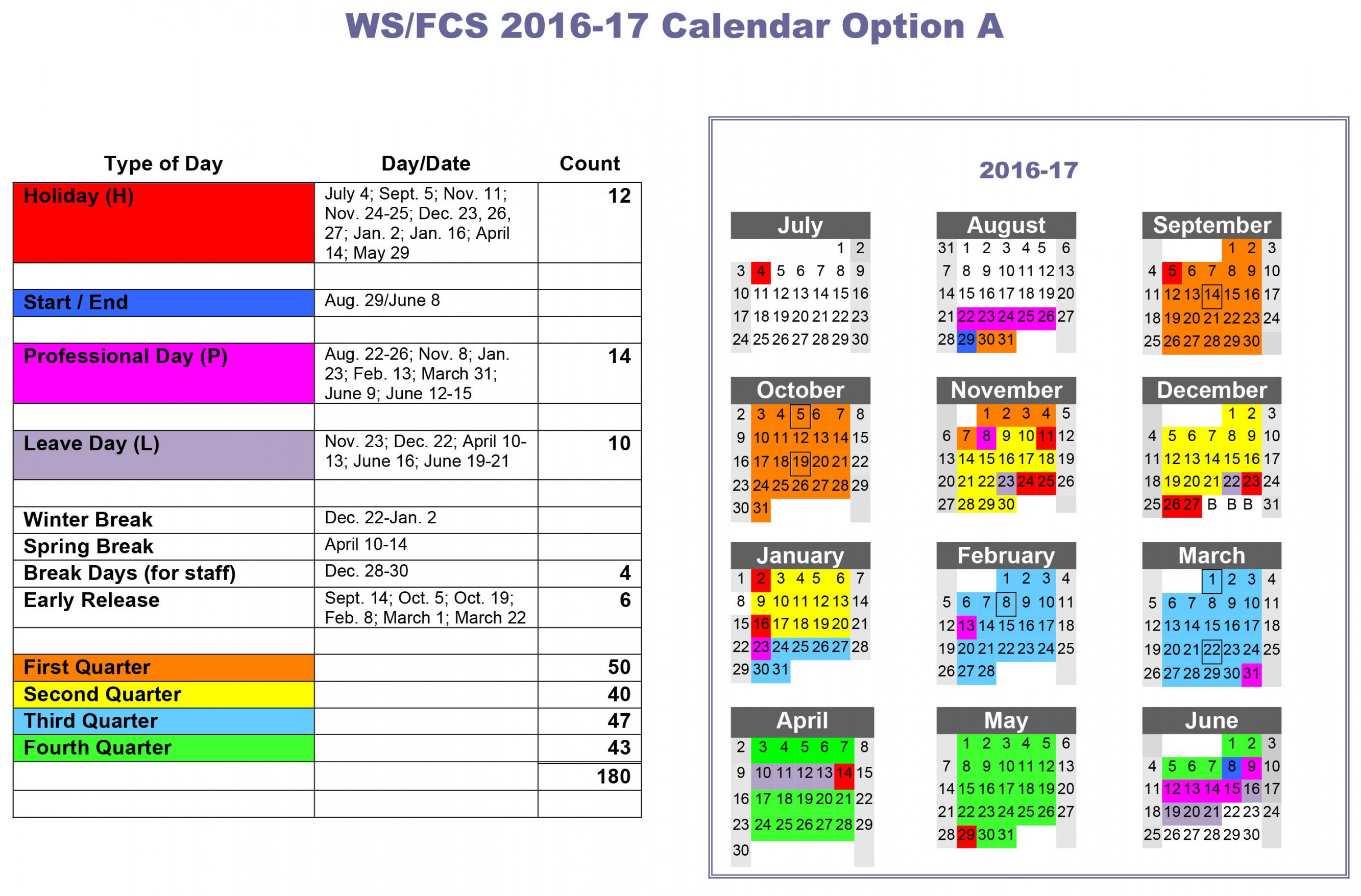 Winston Salem Salem Forsyth County School Calendar  School