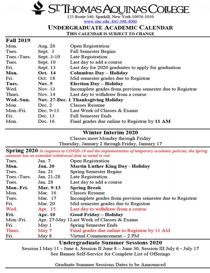 Academic Calender For Middlesex County College For   Academic