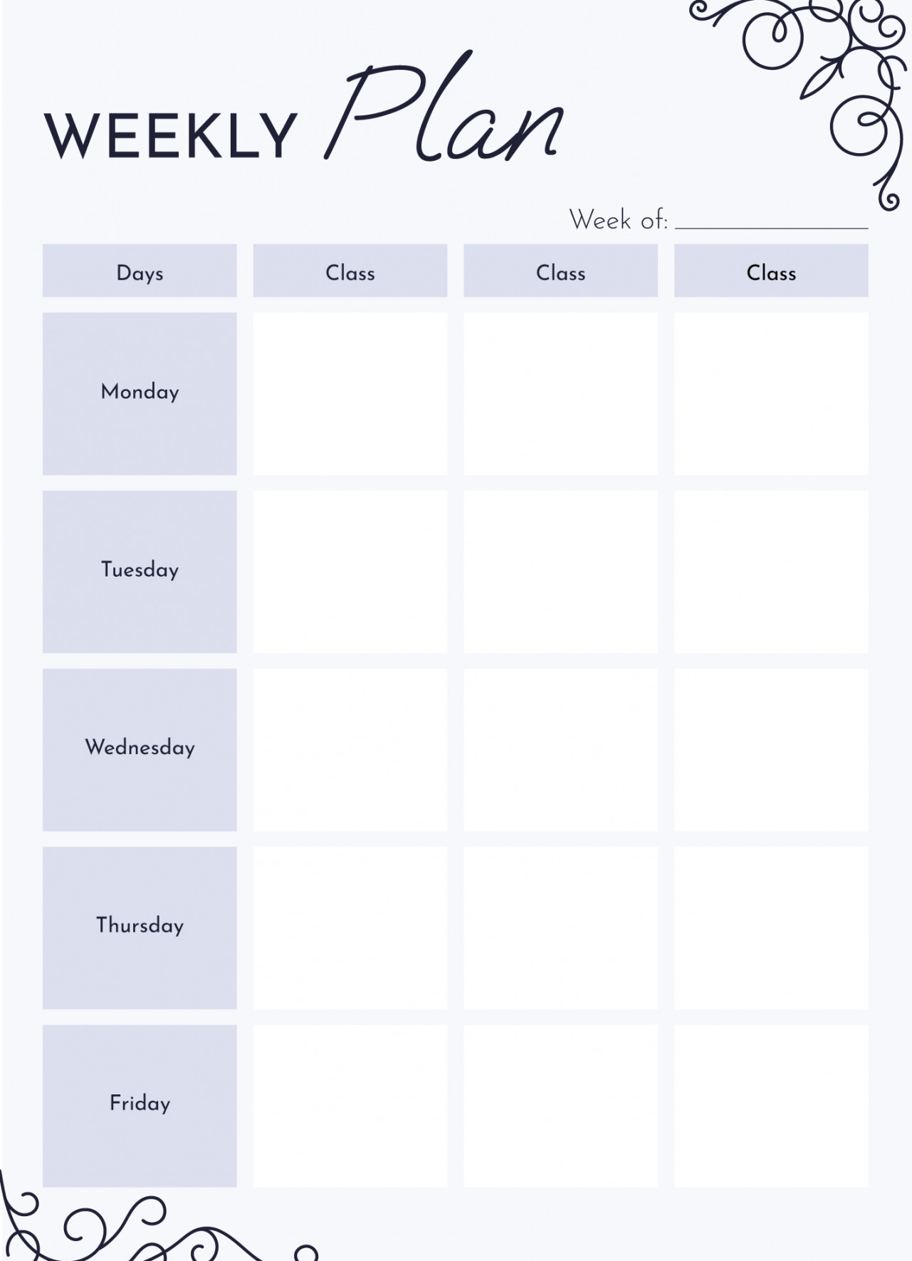 Aesthetic Class Schedule Free Google Docs Template - gdoc
