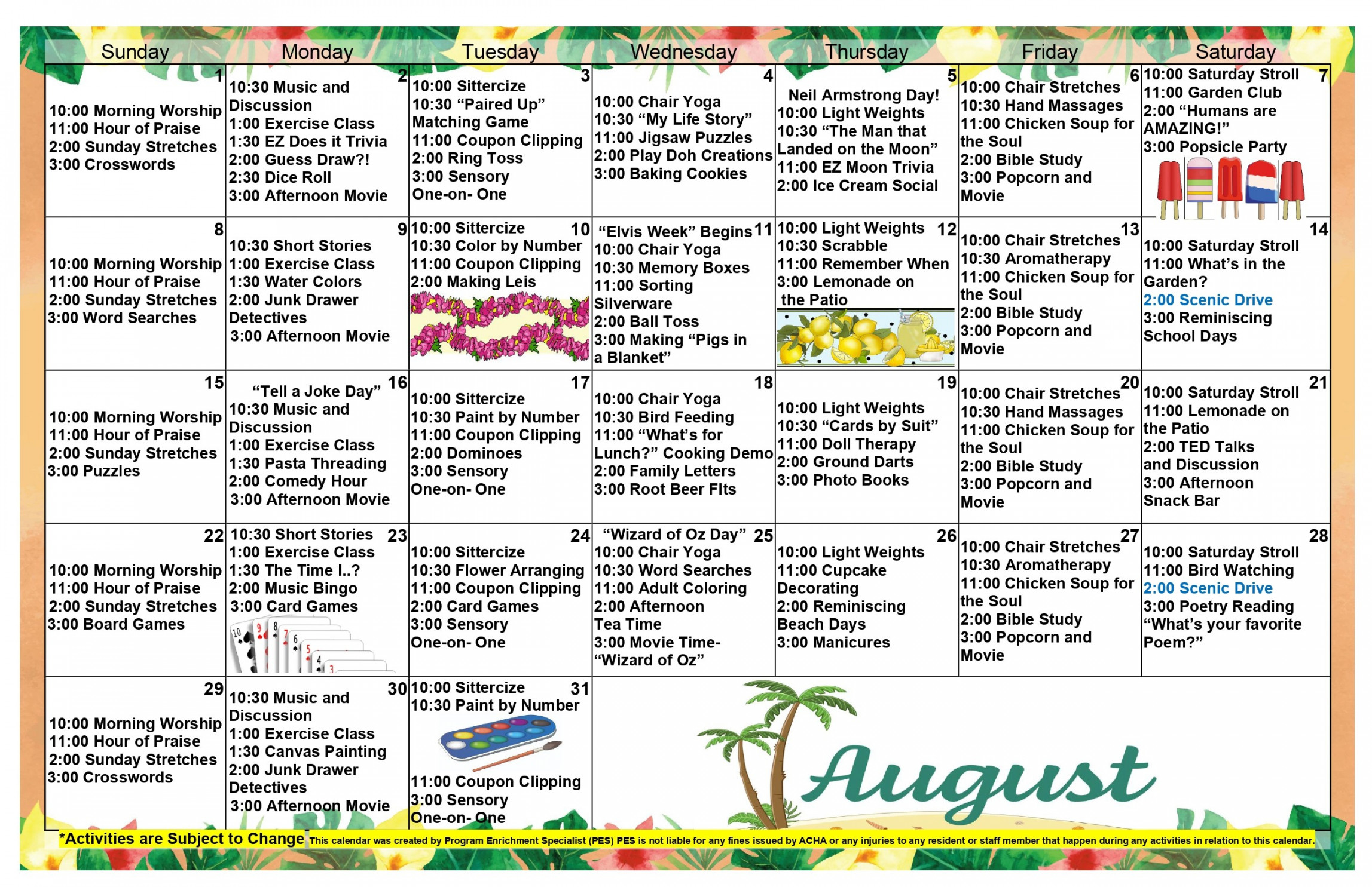 Alf Boss Resident Activity Calendar Subscriptions - ALF Boss
