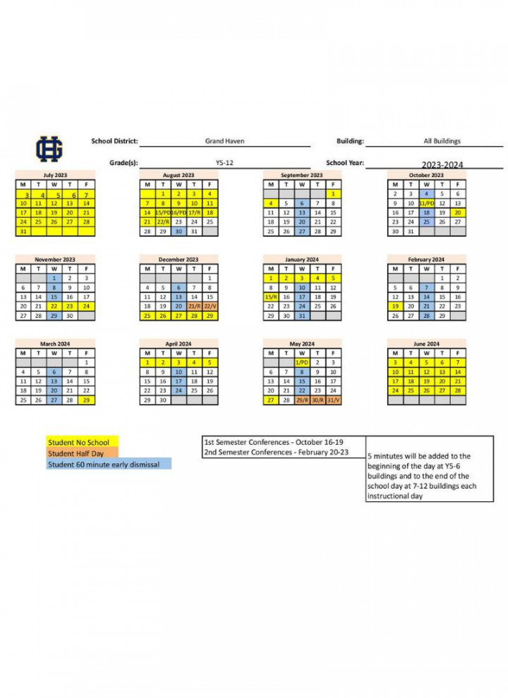 All the Greater Grand Rapids School Calendars - (+GRPS