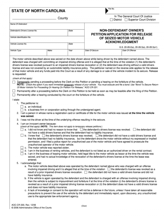 AOC-CR-A - The North Carolina Court System - nccourts: Fill out