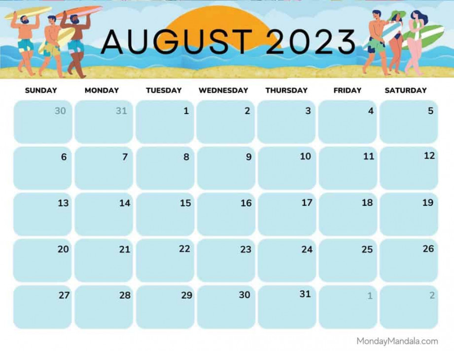 August  Calendar ( Free PDF Printables)