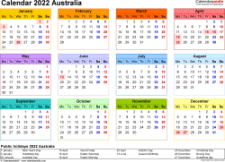 Australia Calendar  - Free Printable PDF templates
