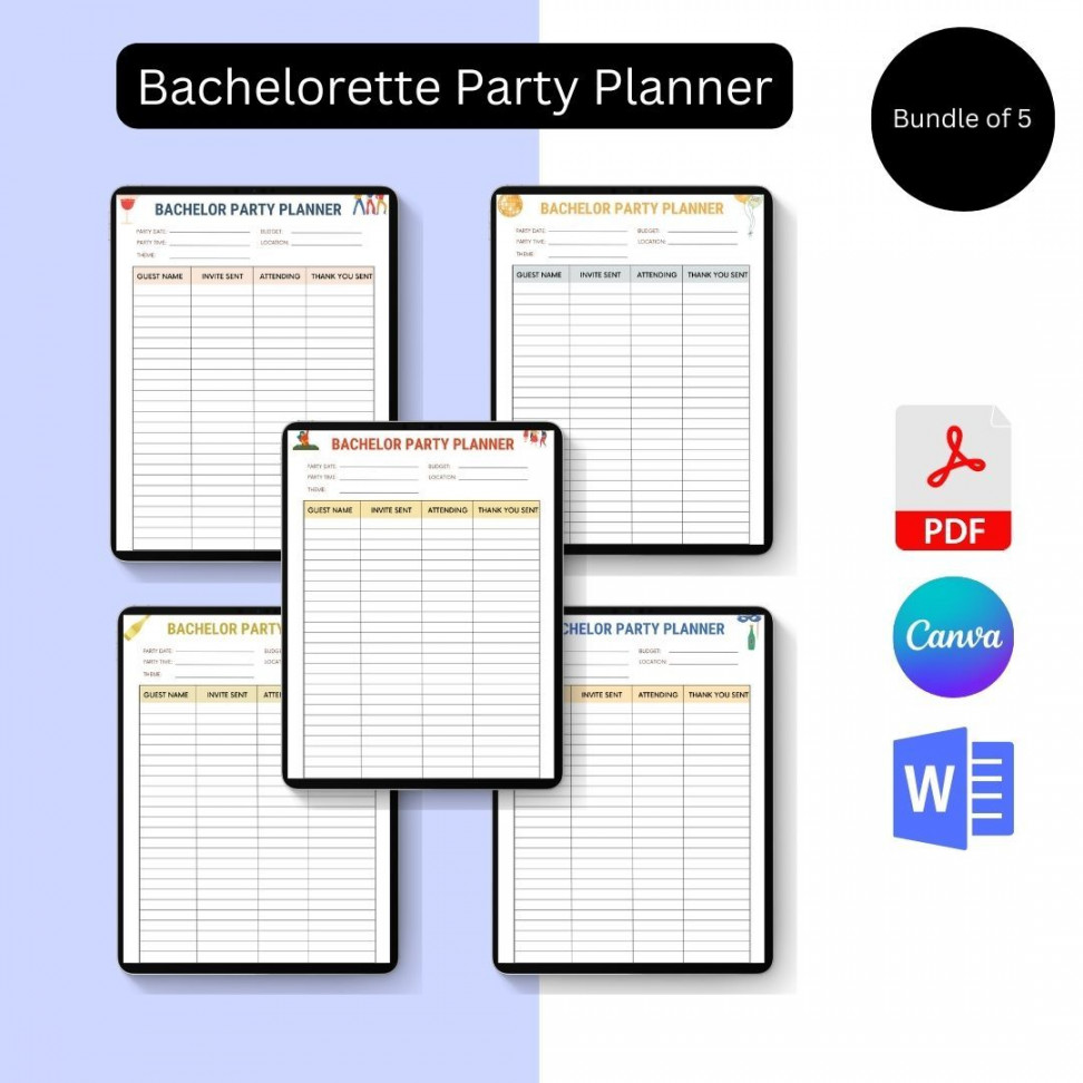 Bachelorette Party Planner Template Blank in PDF, Word in
