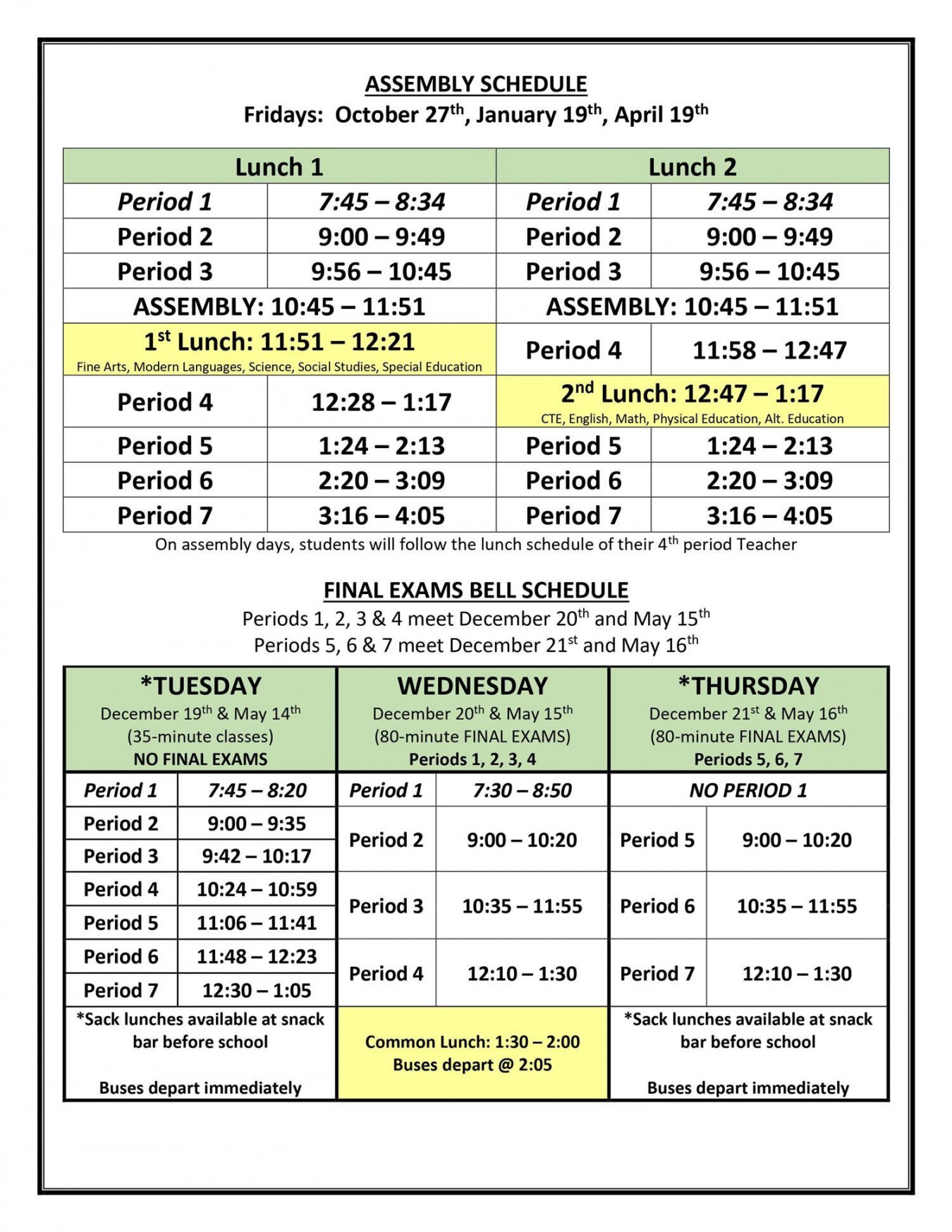 Bell Schedule / Overview