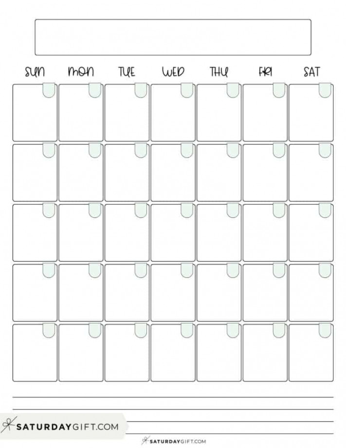 Blank Calendar templates -  Cute & Free Printables  SaturdayGift