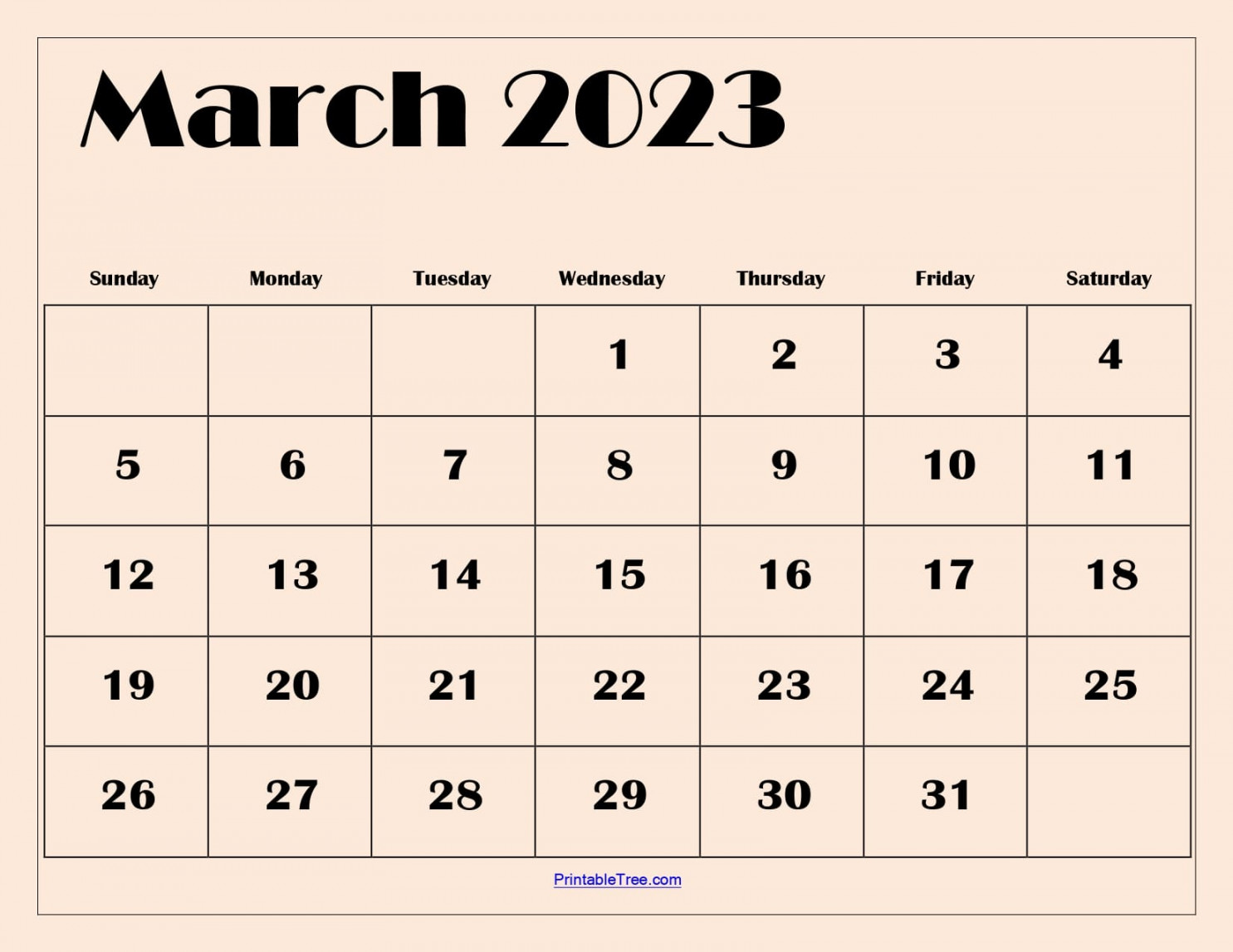 Blank March  Calendar Printable PDF Templates