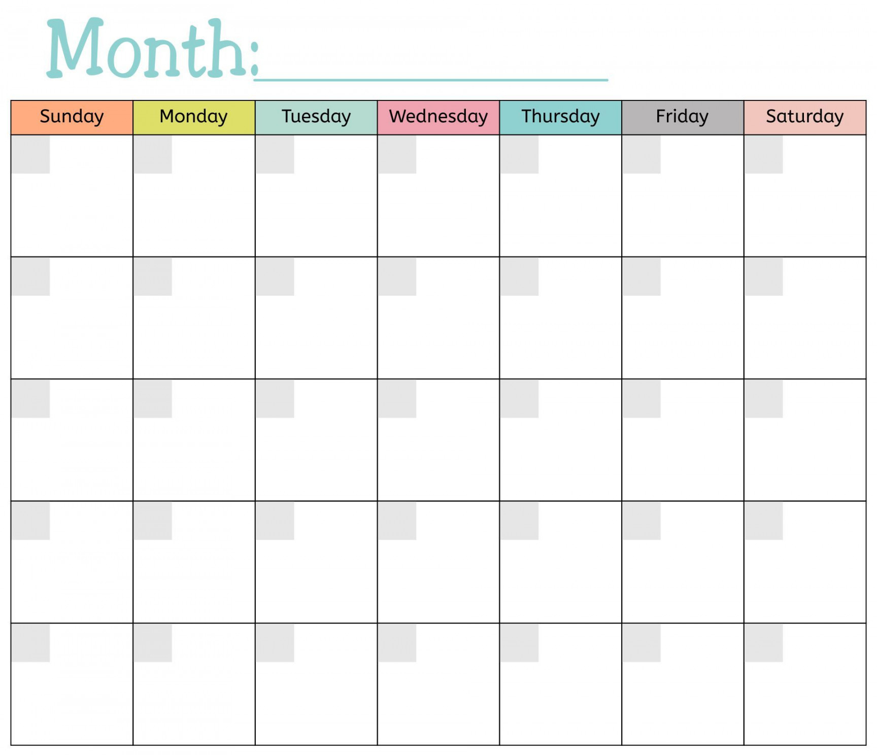 Blank Monthly Calendar Printable Free  Free calendar template