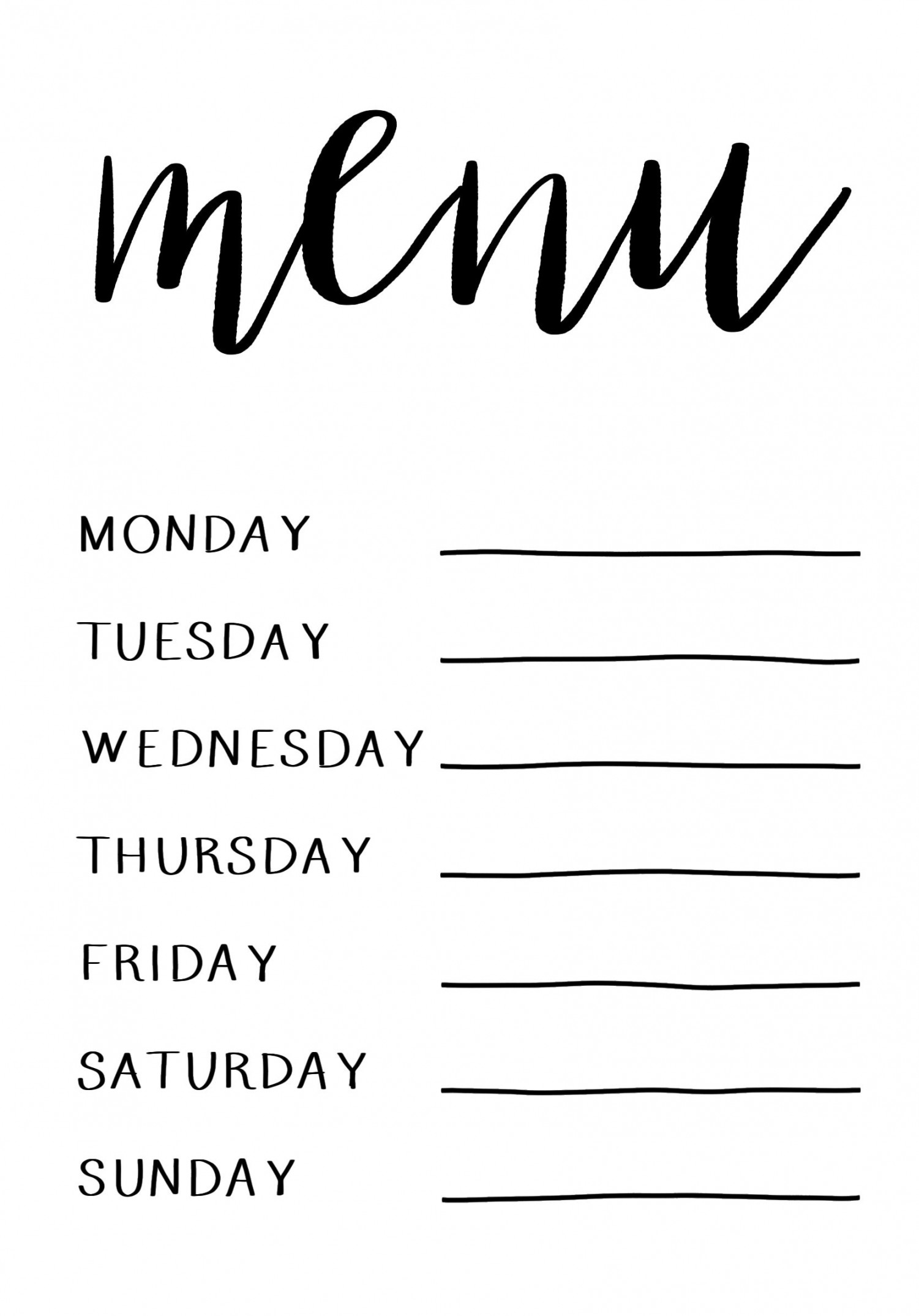blank weekly menu (fill in)