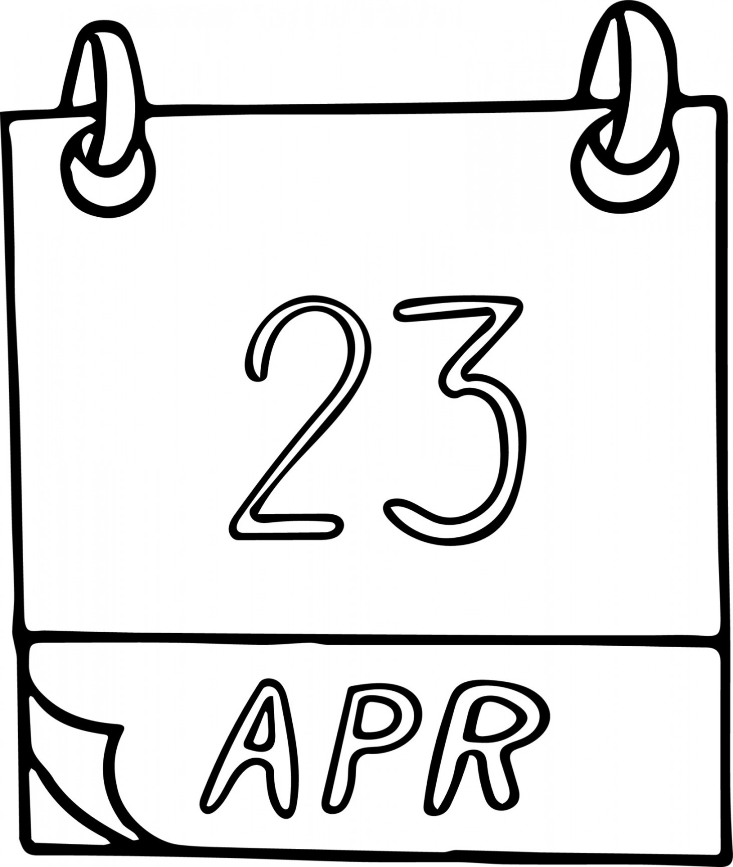 calendar hand drawn in doodle style. April