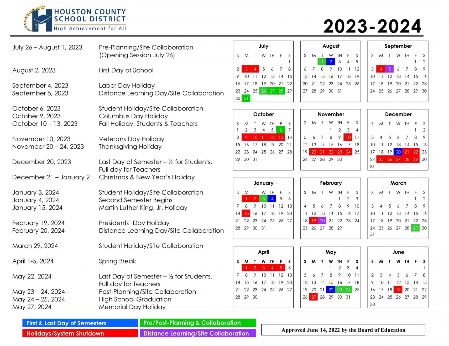 Calendar - Houston County Schools