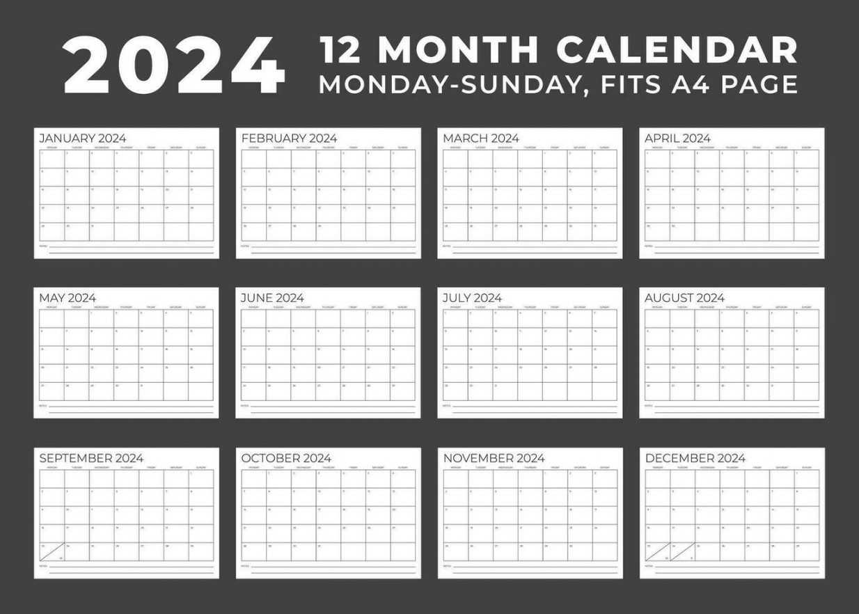 Calendar template for . Monday to Sunday