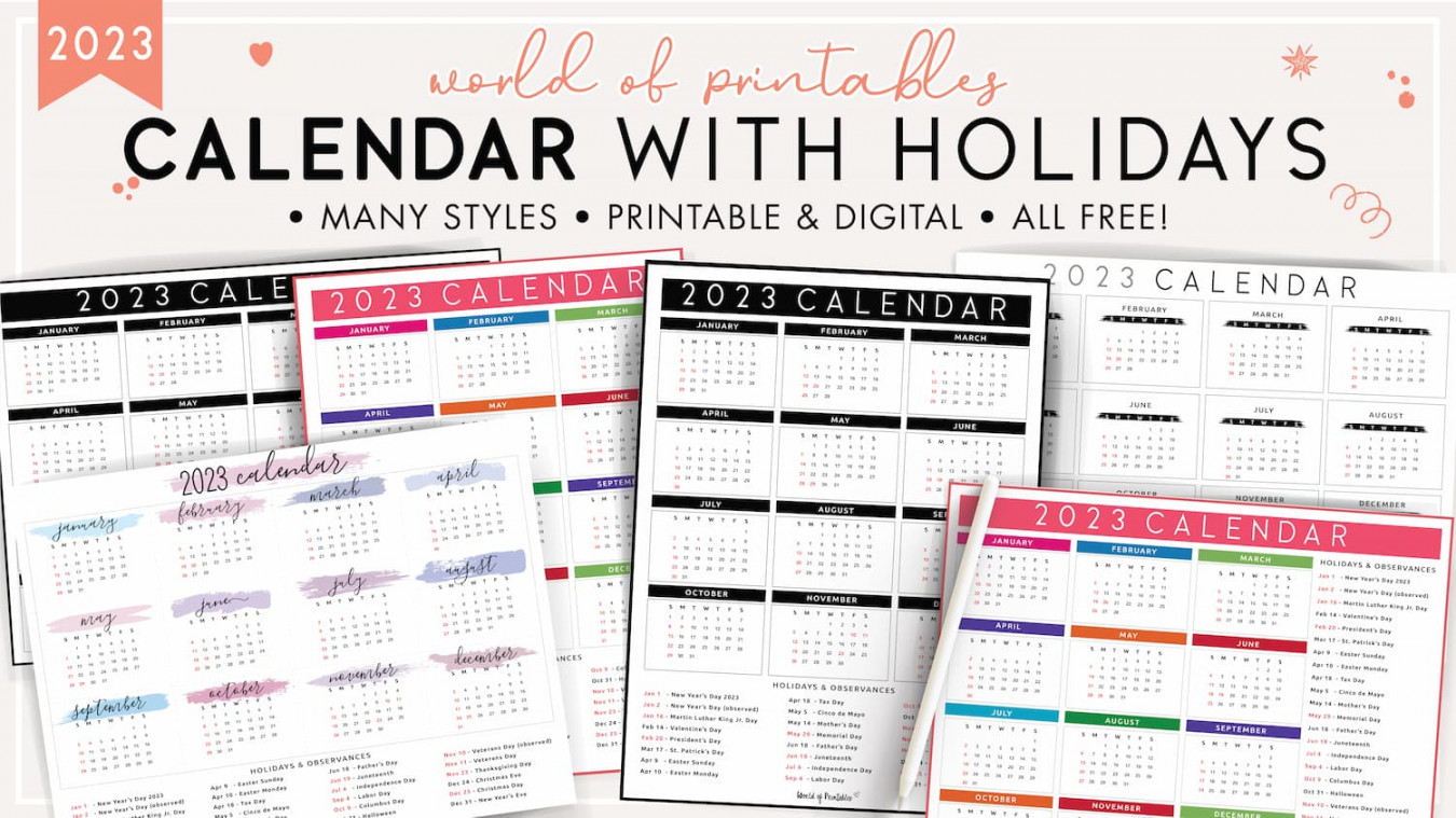 Calendar With Holidays - World of Printables