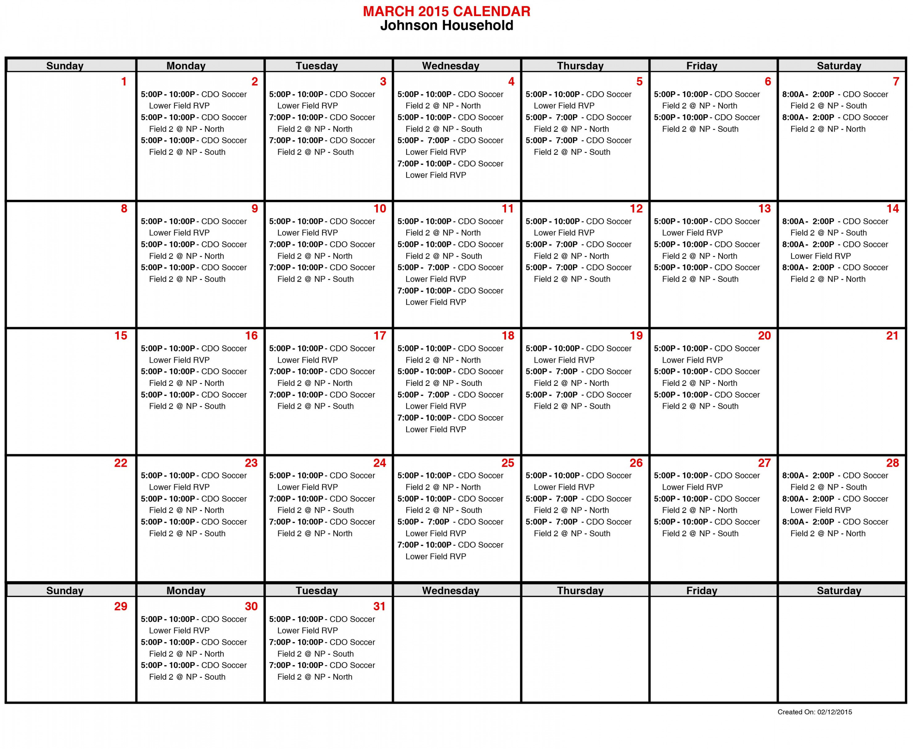 Canyon del Oro Soccer Club > Club Information > Field Schedules