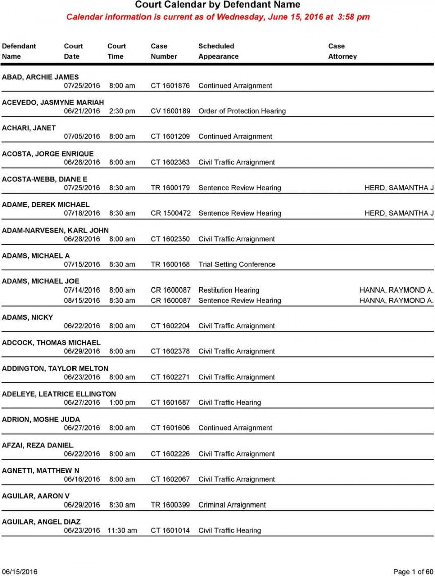 Court Calendar by Defendant Name - PDF Free Download