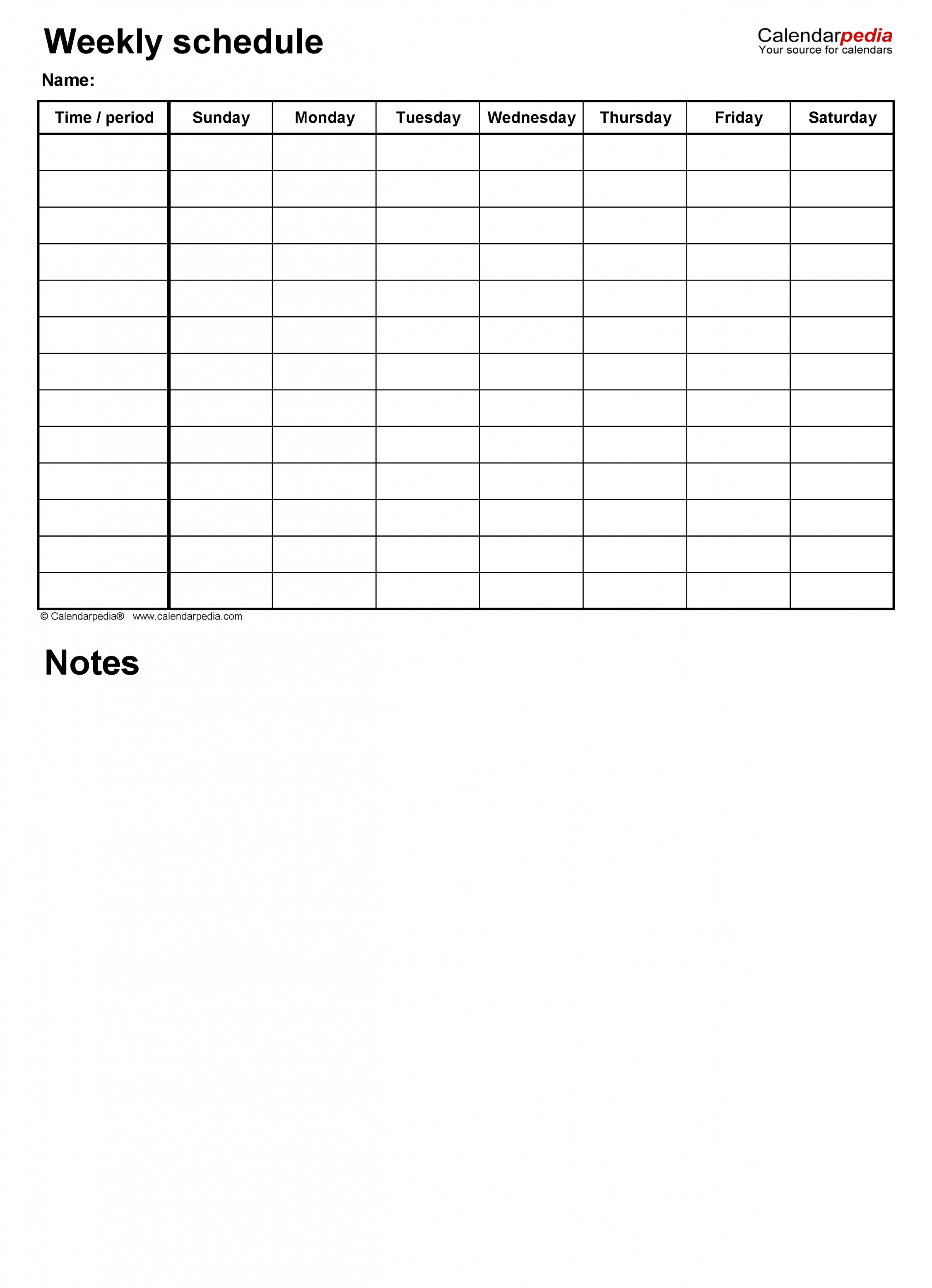 Customizable  Day Printable Weekly Schedule Template - Printable