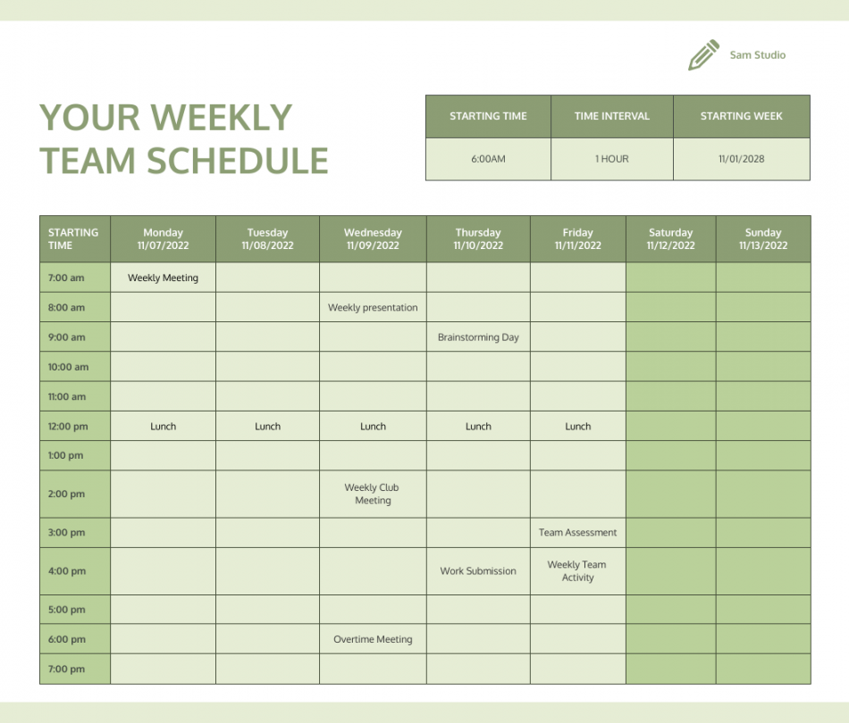 Daily Work Schedule Template - Venngage