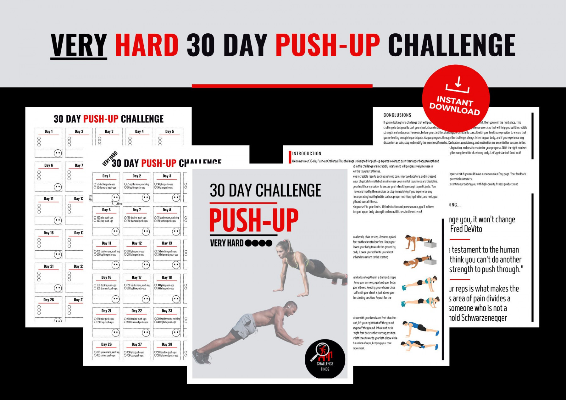 -day Push-up Challenge for Men & Women Printable Fitness - Etsy
