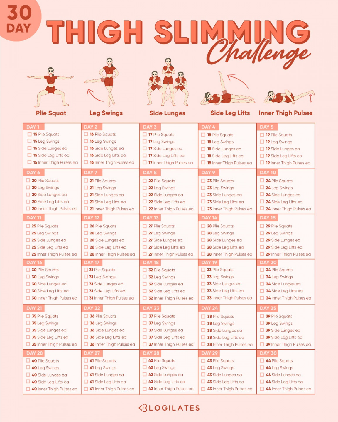 Day Thigh Slimming Challenge! - Blogilates