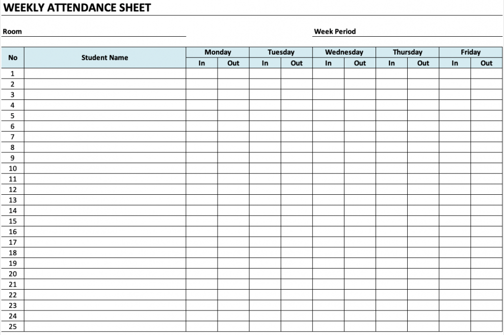 Daycare Attendance Sheet » The Spreadsheet Page