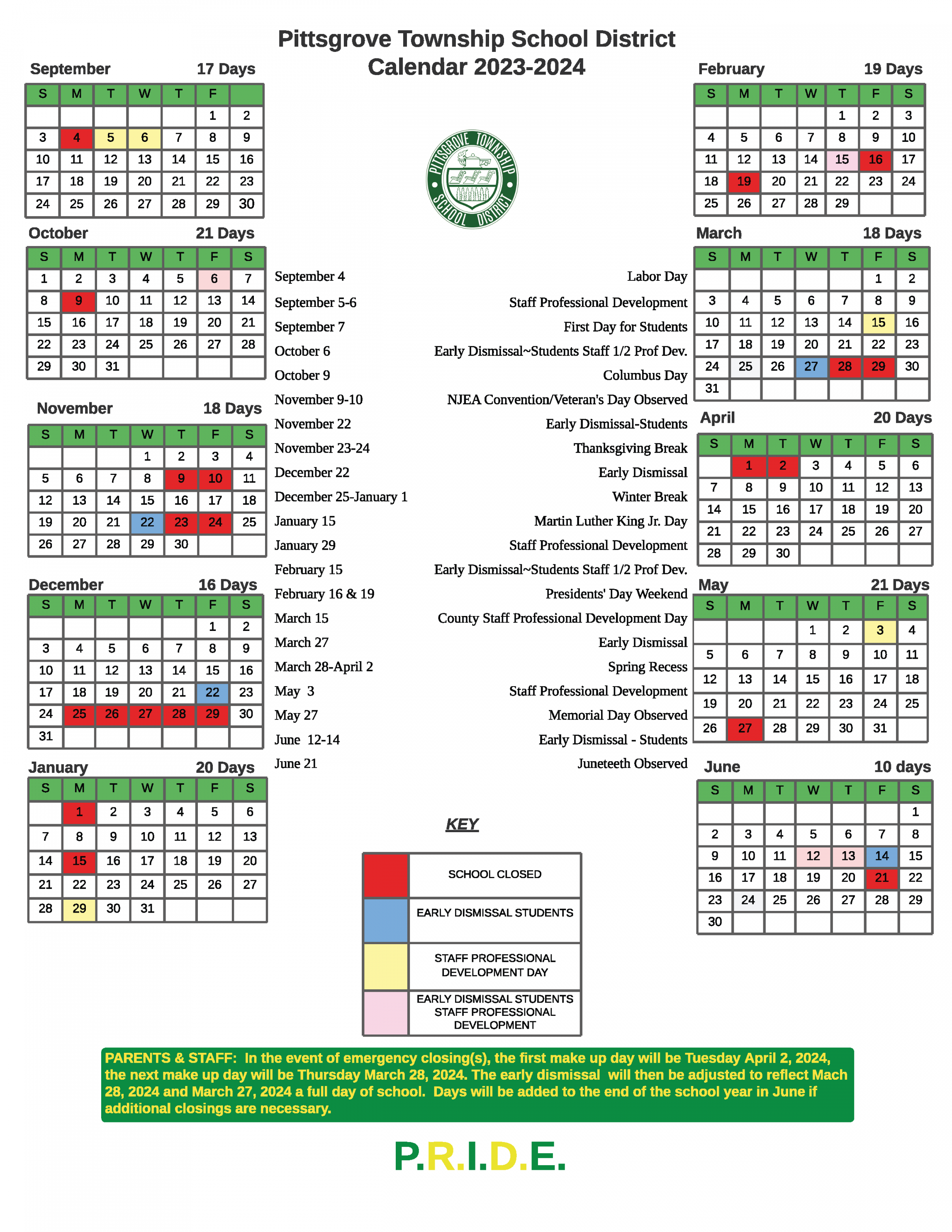 District Calendar - Arthur P