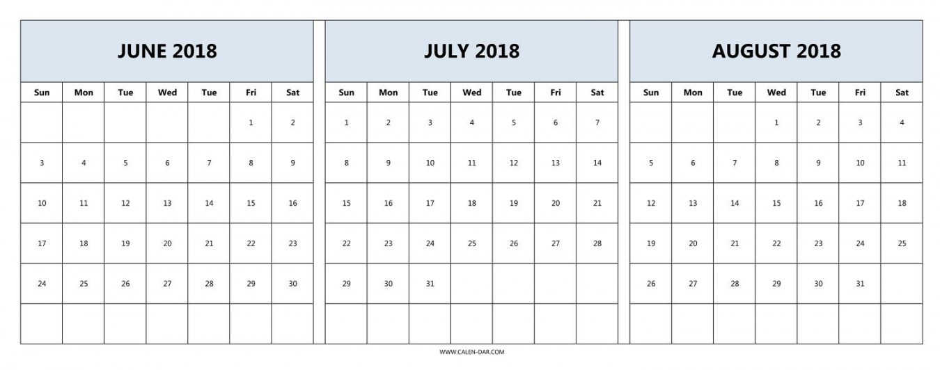 Download June July August  Calendar Printable Free  June