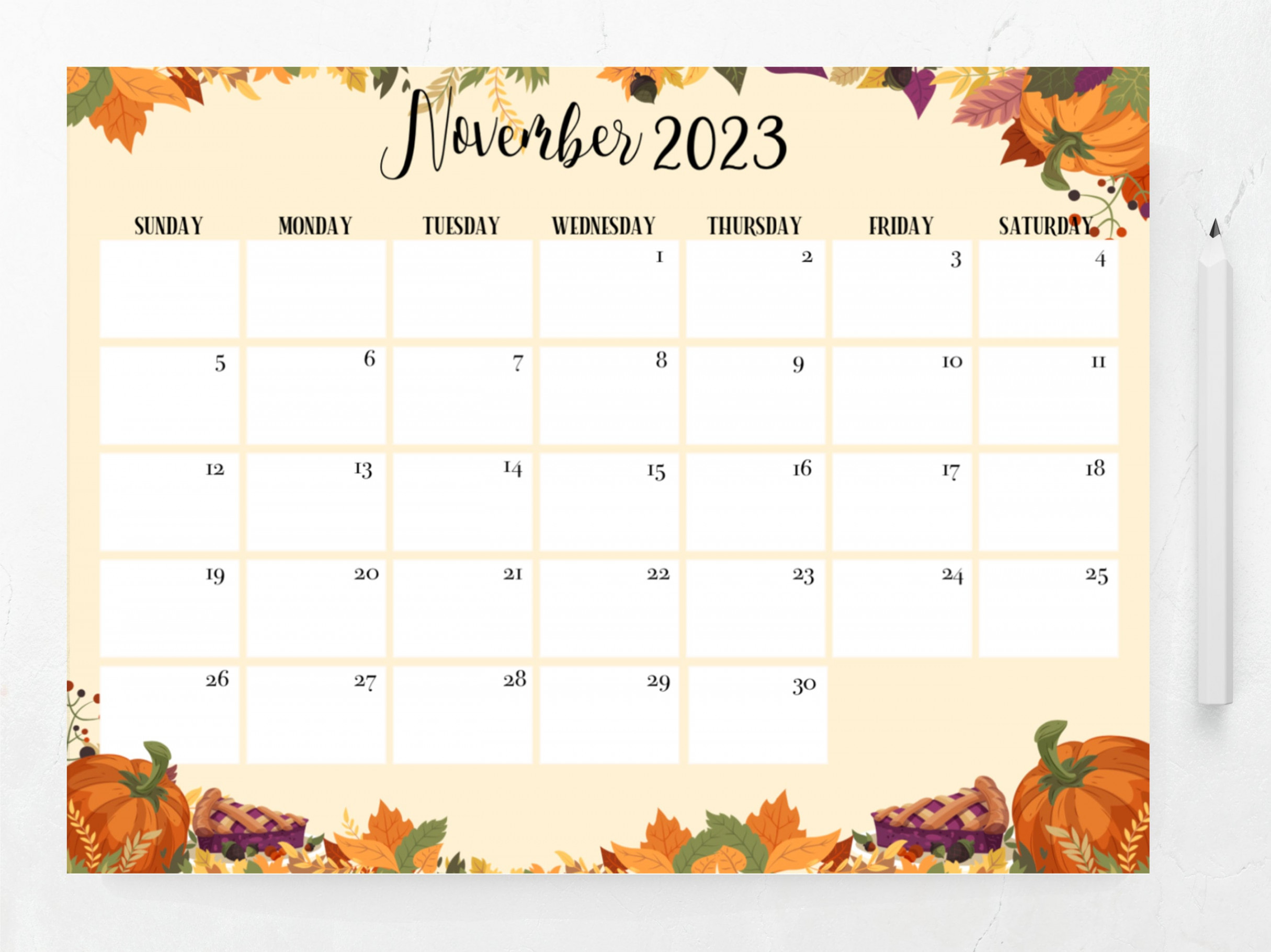 Editable November  Calendar  Printable Calendar  Fillable Editable  Calendar Planner  Monthly Planner Template  PDF Instant Download
