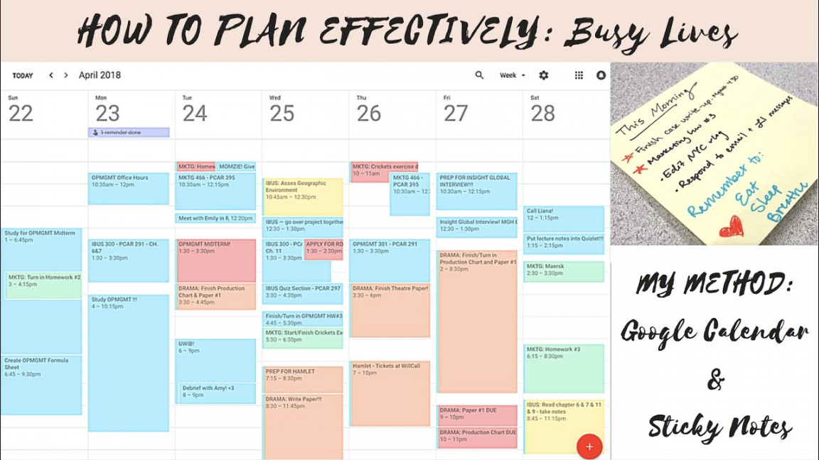 EFFECTIVE COLLEGE PLANNING TUTORIAL  MY GOOGLE CALENDAR & STICKY NOTE  METHOD