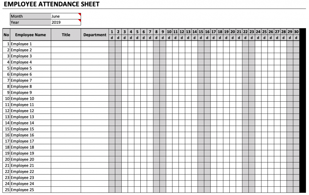 Employee Attendance Sheet » The Spreadsheet Page