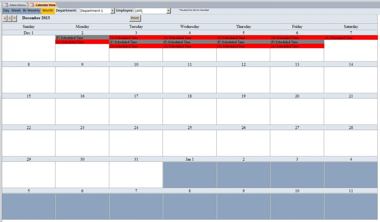 Employee Scheduling Database Template  Employee Scheduling Software