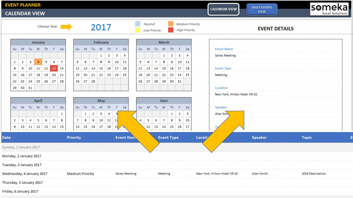 Event Calendar Excel Template  Calender in Excel Template